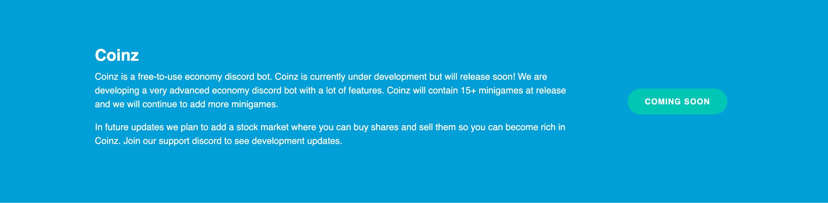The Aqua Solutions website in December 2021 announcing Coinz as coming soon
